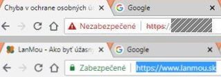 Strnka s http versus htttps v prehliadai Chrome